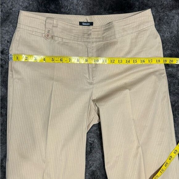 Simax Women 10 Stretch Beige Stripe Wide Leg Pedal Push Pants - Picture 8 of 10